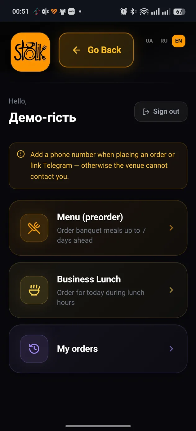 Stolik POS on a tablet: orders, floor and kitchen